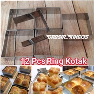 12 Pcs Burger Box BreadRing 10 9 8 7 6 x 3 cm Stainless Steel
