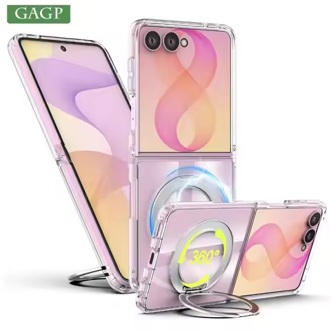 Luxury Kick-stand Holder for Magsafe Case for Samsung Galaxy Z Flip 8 Flip8 Clear Magnetic Wireless 