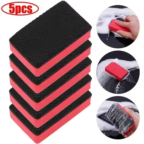 5Pcs Car Cleaning Eraser Clay Bar Pad Sponge Block Waxing Polishing Pad Car Cleaning Tools Auto Deta