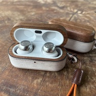 Luxury Walnut Wood & French Bull Leather Case for Panasonic Technics EAH-AZ100 – Classic Sophisticat