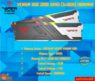 32GB (16GBX2) DDR5  5600MHZ RAM PC (9DE00295-PVVR532G560C36K) PATRIOT VIPER VENOM RGB LT