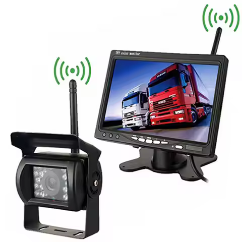 Wireless Reverse Camera 4-pin 7" TFT LCD Folding Truck Bus Parking Assistance Monitors S DC 12V/24V 