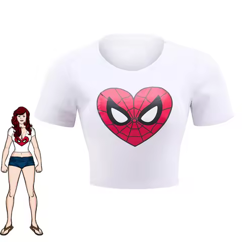 Mary Jane Cosplay Costume MJ Watson Cosplay White Crop Top Women O-Neck T-Shirt Female Halloween Out