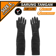 Long rubber gloves measuring 16 inches / 40 cm, anti-slip latex material, easy to use