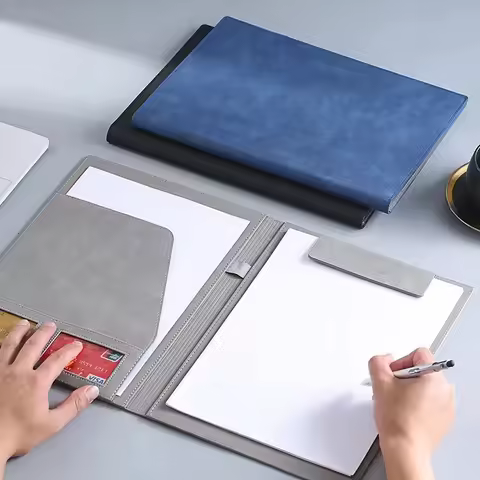 12.9x9.6in A4 Leather Business Folder Padfolio Portfolio Magnetic Clipboard Conference Folders Docum
