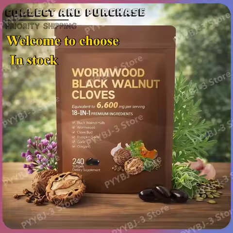 240 Count Wormwood Black Walnut Clove Capsules Cleanse Detox Care Support with 6600mg 18 in 1 Herbal