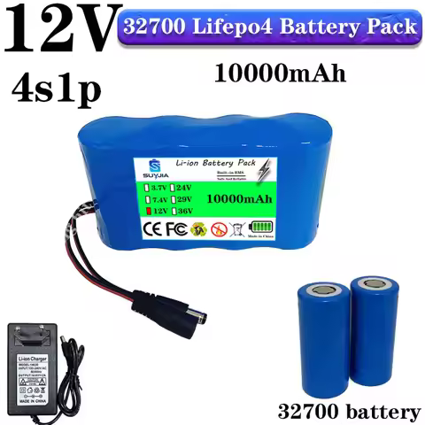 New 32700 4S1P 12V 10000mAh Lifepo4 Battery Pack with 4S 20A Balanced BMS for Electric Boats and 12V