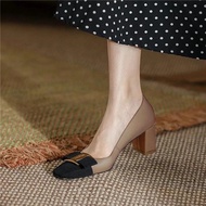 vincci Kasut bata wanita sandal perempuan plus size heals shoes women heels Bow tie square buckle high heels