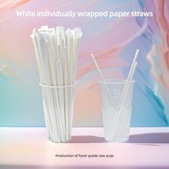 A Pack Of 100 Independent Paper Packaging Pure White Straws, With A Diameter Of 6mm/0.24in And A Len