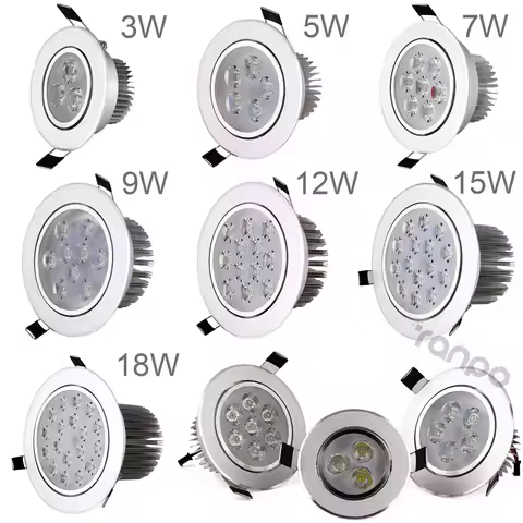 3W 5W 7W 9W 12W 15W 18W LED Recessed Ceiling Down Light White Lamp AC 220V 110V Downlight Spotlight 
