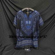 Baju Uje Motif Batik Thailand Dasar Hitam - Baju Dashiki Hitam - Baju Bali - Baju Santai Pria Wanita