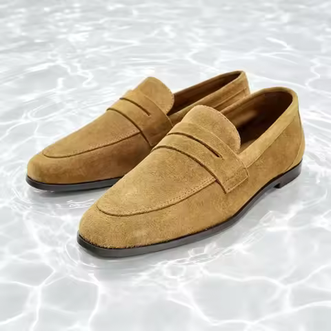 Autumn Retro Khaki Round Toe Sewing Design Flats Women Cozy Faux Suede Brand Loafers Elegant Commuti