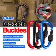 Lockable Carabiner D Shape Auto Rebound Camping Buckle Clip Paracord Spring Keyring Aluminium Stainl