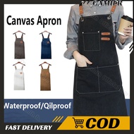 GEESO Canvas Leather Straps Strap-Back Type Coffee Shop Aprons Barber Working Bib Kitchen Cooking