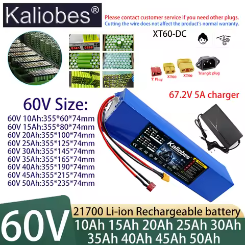 New 21700 60V 10Ah 15Ah 20Ah 25Ah 30Ah 35Ah 40Ah 45Ah 50Ah 21700 Lithium Battery Pack 3000W High-Pow