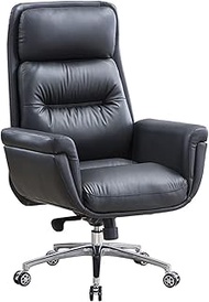 Modern Simplicity Office Chair, High Back Office Chair with Headrest, Executive Chair Sedentary Comfort Boss Chairs, Ergonomic Adjustable Height Tilt Swivel Desk Chair (Color : Black) lofty ambition