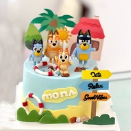 Bluey themed birthday cake decoration accessories for children's birthday, cartoon house, coconut tr