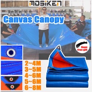 6x8m Premium Canvas Canopy Tarpaulin Blue Orange  Kanvas Khemah Pasar Kolam Ikan Tutup Kereta Lori Atap Canopy Tent Sidewall Cover Kanvas