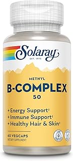 Solaray Methyl B-Complex 50mg | Methylated Forms of Folate & B-12 | Healthy Hair & Skin, Nerves, Imm