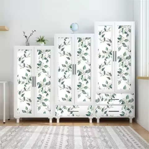 Green Leaves Fresh Wallpaper Vinyl Self Adhesive Contact Paper Removable Waterproof Wallpaper for Fu