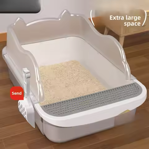 Cat Litter Basin Oversized Fully Semi-enclosed Cat Shit Basin with Anti-belt Sand Removable Cat Supp