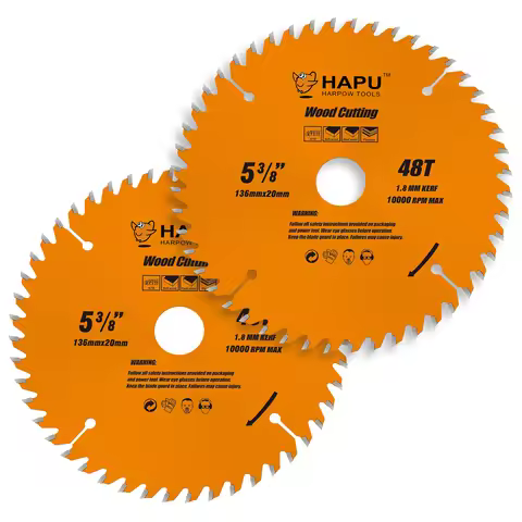 HAPU 5-3/8 Inch 48Teeth Wood Cutting Framing Circular Saw Blade Carbide Tipped 136MM TCT Saw Blade f