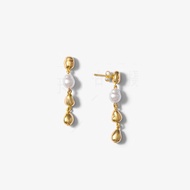 Dfdf Small Golden Bean Pearl 925 Silver Earrings Female Temperament Long Earrings High-End Earrings