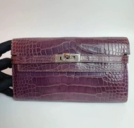 Hermes Kelly Wallet Crocodile Purple 愛馬仕 鱷魚 凱麗 錢包 銀包 水晶紫