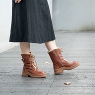 馬丁靴植鞣皮短靴復古保暖女靴