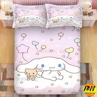 Cinnamoroll Fitted Bedsheet Pillowcase Single/Super single/Queen/King Bed Set Cartoon Beddings Korean Cotton