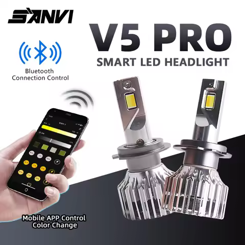 SANVI LED Headlight H4 H7 Tricolor Bluetooth APP Control 3000K 4300K 5500K H4 H7 LED H1 H11 HB3 HB4 
