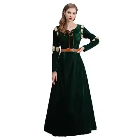 2026 Anime Movie Brave Costume Princess Merida Cosplay Women European Medieval Retro Dress with Belt