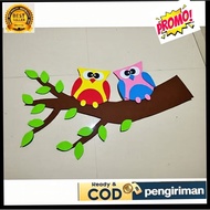 Eva sponge wall decoration one package owl twigs also leaves Kindergarten Paud school decoration owl