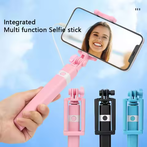 New Wire Controlled Selfie Stick Suitable 3.5MM Type-C Plug Mini Portable Selfie Stick