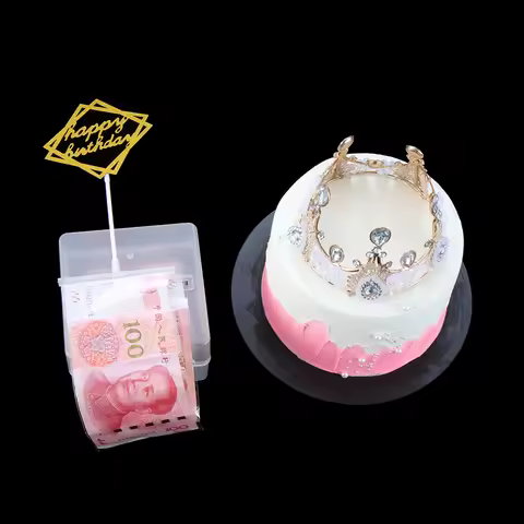 1Set Money Storage Box Cake Topper Decorations Cake ATM Funny Surprise Gifts for Wedding Birthday Pa