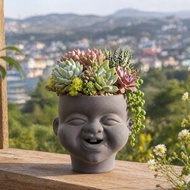 Terracotta pot, stone lotus pot - Da Lat Smile, pot mouth 8cm, height 10cm