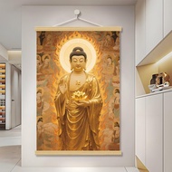 佛堂阿弥陀佛大日卷轴装饰画画像佛像客厅玄关如来佛中式壁画挂画Buddha Hall Amitabha Buddha Big Sun Scroll Decorative Paintin N2CrM8rP