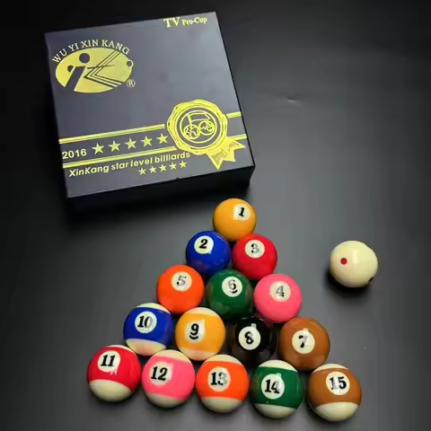 Premium 57.2mm 2-1/4" Size 5 Stars TV Pro Billiard Pool Ball Set with 6 Red Dots Cue Ball