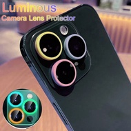 For iPhone 15 14 Plus 13 12 11 Pro Max 13 Mini Luminous Camera Protector Ceramic Lens Ring Tempered Glass Back lens Cap Cover