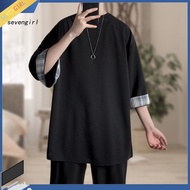 SEV Male T-shirt 3/4 Sleeve Super Soft Loose Three Quarters Sleeves Tee Top