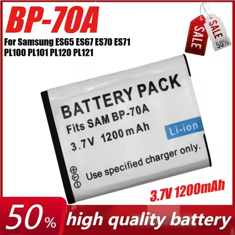 3.7V 1200mAh BP-70A Camera Battery for Samsung ES65 ES67 ES70 ES71 PL100 PL101 PL120 PL121 SL600 SL6