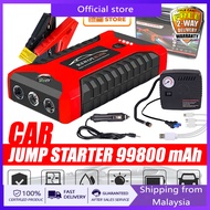 99800mAh Car Battery Jump Starter Powerbank w 4 Ports USB Charger Emergency Flashlight &amp; Tires Air Pump / Jumper Kereta