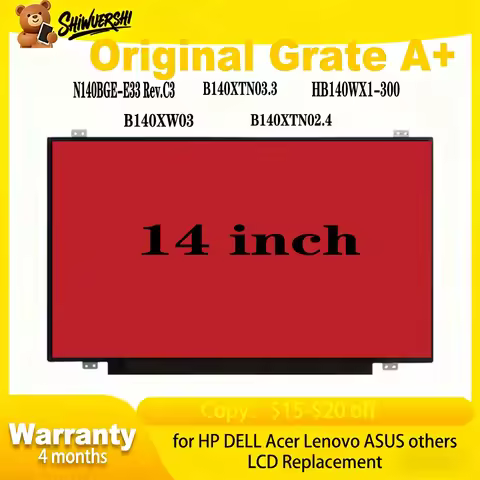 Original New A+ 14" Laptop Lcd Screen Monitor Panel Slim N140BGE-E33 Rev.C3 B140XTN03.3 HB140WX1-300