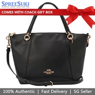 Coach Handbag In Gift Box Crossbody Bag Leather Kacey Satchel Black # C6229
