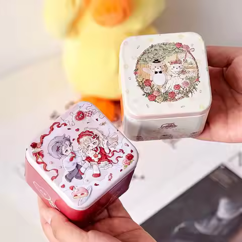 Rabbit Pattern Relief Tin Box Square Tinplate Storage Jars Candy Biscuit Tea Storage Container Gift 