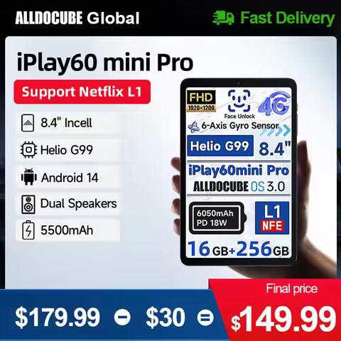 Alldocube iplay60 mini pro 8.4inch Tablet Helio G99 Android14 8GB RAM 128/256GB ROM Dual SIM 4G LTE