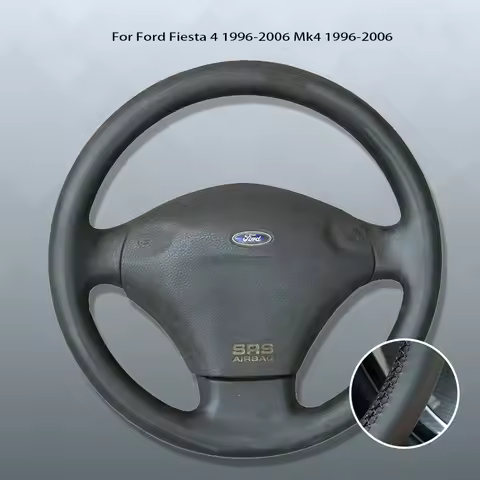 Black Microfibre Leather Car Steering Wheel Cover For Ford Fiesta 4 1996-2006 Mk4 1996-2006 Custom D