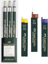 Faber-Castell TK-FINE 130622 Mechanical Pencil Set of 3 (One Pen 0.35 mm, 0.5 mm and 0.7 mm) Economy