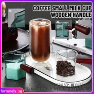Espresso Measuring Glass Wooden Handle Small Milk Cup Espresso Glass Scale Measuring Cup single/Double Mouth Mini Jug (fortunely_sg)