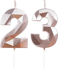 Candles for 23rd Birthday, Candle with Number 23, Rose Gold Candles, Birthday Candle for Cake, Happy